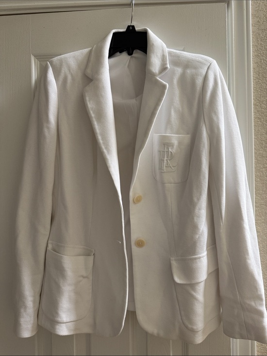 Ralph Lauren Jackets & Blazers - Ralph Lauren White Women’s Knit Blazer - Classic Single-Breasted Jacket